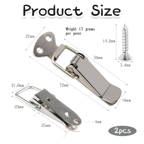 2 Stück Spannverschluss Edelstahl,Metall Schnappverschluss,Kistenverschluss,Klein Verriegelungn,Tischplattenverbinder,Verschluss,Federverschluss,Klappverschluss,für Türen,Camping,Schränke,Fenster