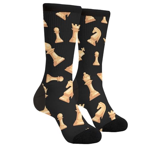 WOAIDY Chess Funny Socks for Men Mens Novelty Crew Dress Socks for Work and Party