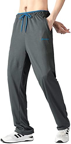 Favmartha Men’s Sweatpants with Zipper Pockets Open Bottom Workout Joggers Pants for Sports, Jogging, Training, Gym, Running