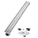 USHOWER Linear Shower Drain 24 Inch, Square Pattern Grate Brushed Nickel Stainless Steel Linear Drain with Drain flange kit