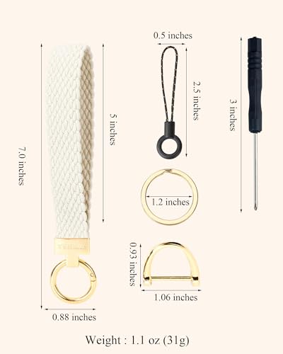 Image of WEESMILE Keychain Wristlet, Stretchy Key Chain for Car Keys with 2 Keyrings and D ring, Cute Wrist Lanyard for Women Men