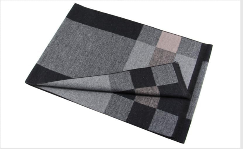 Men's Classic Checkered Scarf for Fall/Winter Thickened and Soft Neck Warmer Essential Daily Accessory for Warmth