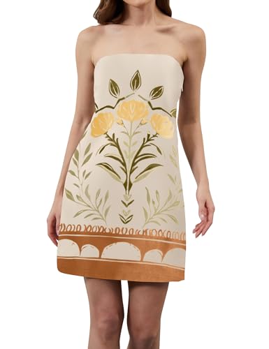 Image of Women Strapless Mini Tube Shell Dress Sexy Bodycon Spaghetti Strap Mini Dresses Going Out Short Party Club Dress