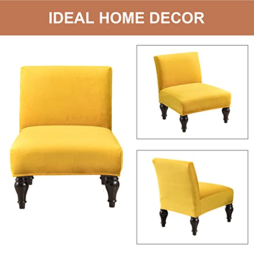Image of Eco-Ancheng Armless Chair Slipcover Removable Armless Accent Chairs Covers Washable Armless Slipper Chair Slipcover Printed Armless Chair Furniture Protector Covers for Living Dining Room Hotel