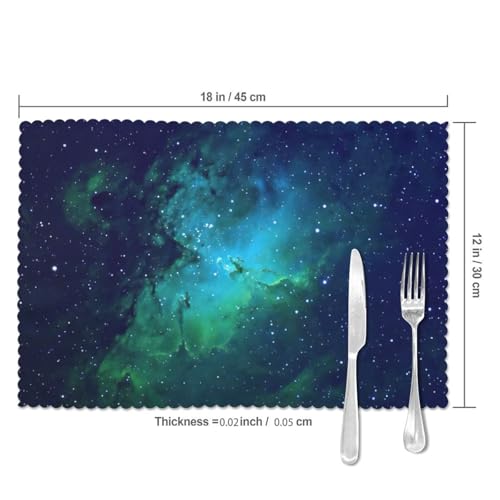 Set de table lavable lot de 6 en polyester vert résistant à la chaleur galaxie - 6