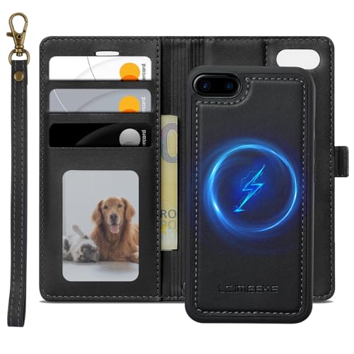 XTCASE Magnétique Coque pour iPhone 7/8/SE 2020/2022, 2 in 1 Housse en Cuir PU Premium Amovible Protection Etui à Rabat Fentes Carte Fermeture Magnétique...