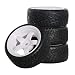 ShareGoo 12mm Hex White 5 Spoke Plastic Wheel Rims and Rubber Tires for HSP HPI RC 1:10 On Road Racing Car (Pack of 4)