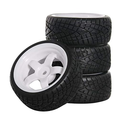 ShareGoo OD 2.55" 12mm Hex White 5-Spoke Plastic Wheel Rims & Rubber Tires Compatible with HSP HPI RC 1/10 On Road Racing Car