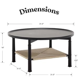 LukeAlon Classic Round Coffee Table, 2 Tier Circle Coffee Table with Storage, Sofa Side Table Circle Tables for Living Room Small Space Wooden Tabletop Open Shelf, Black LukeAlon Classic Round Coffee Table 2 Tier Circle Coffee Table with Storage Sofa Side Table Circle Tables for Living Room Small Space Wooden Tabletop Open Shelf Black