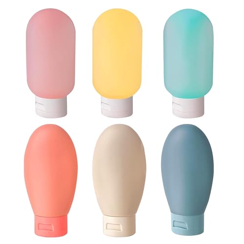 Image of Travel Bottle Kit for Toiletries (6 Pcs, 60 mL) | Travelling Toiletry Bottles Kit with Leakproof Toiletry | Travel Size Bottles for Toiletries | Refillable Set for Lotion, Shampoo, Gel