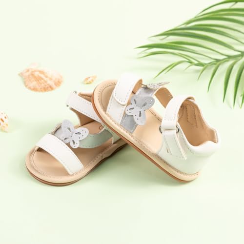 Image of HsdsBebe Baby Girls Sandals Bohemia Flower Bow Soft Sole Toddler First Walkers Beach Summer Shoes
