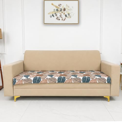 Image of Homerz Premium Printed Quilted Velvet Sofa Slip Cover Protector with Tassels, Sofa Mat, Exact Size, Antislip Cover (Folia, 5 (3+2) Seater, Half)