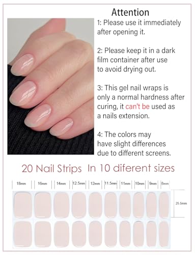 Wahrshei Semi Cured Gel Nail Strips | Transparent Jelly Nude Pink Semi Cured Gel Nails Sticker thumb #2