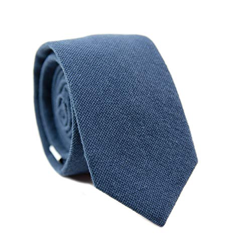 Image of DAZI Men's Skinny Tie, Cotton Wool Linen Necktie, Great for Weddings, Groom, Groomsmen, Missions, Dances, Gifts.