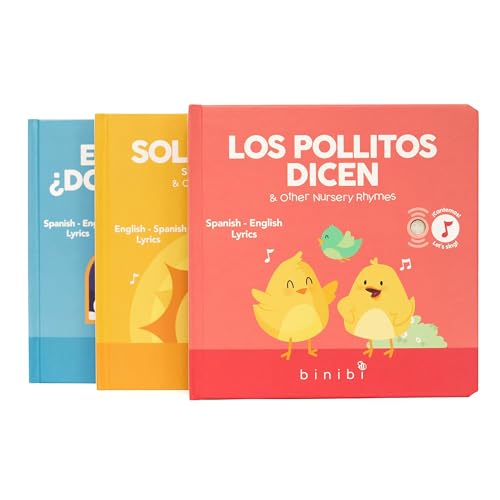Image of Binibi Spanish Musical Book Bundle for Babies & Toddlers 1-3 | Spanish Nursery Rhymes | 5 Songs on Each Page | Bilingual Children's Books | Libros para bebés en español