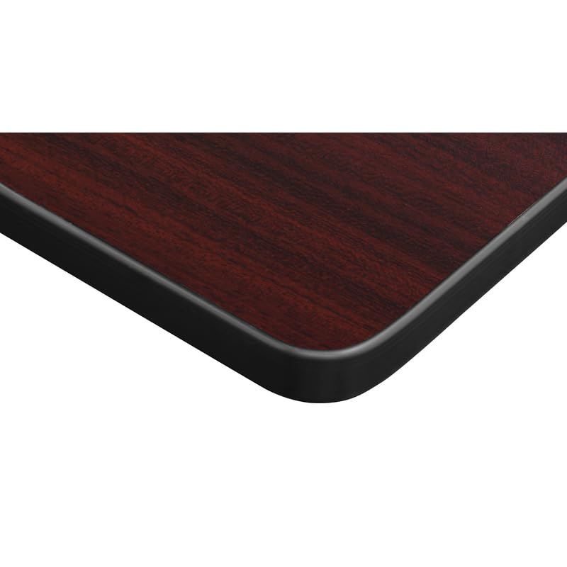 Image of Regency Kobe 66 x 24 in. Mobile T-Base Training Table- Mahogany, 2 Zeng Stack Chairs- Black