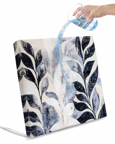 2 Pack Vintage Navy Blue Botanical Waterproof Cushion Covers with Ties, Outdoor Patio Chaise Lounge Chair Seat Cushion Slip Covers Replacement(Only Cover) Tropical Leaves Modernism 22