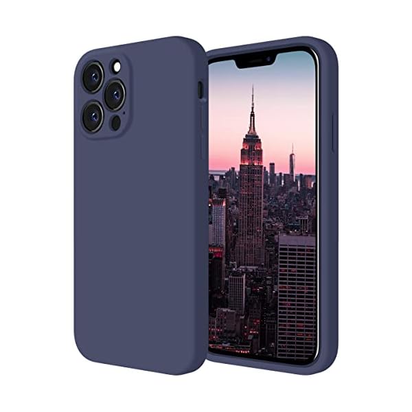 Cordking Designed for iPhone 13 Pro Case, Silicone Full Cover [Enhanced Camera Protection] Shockproof Protective Phone Case with [Soft Anti-Scratch Microfiber Lining], 6.1 inch, Navy Blue