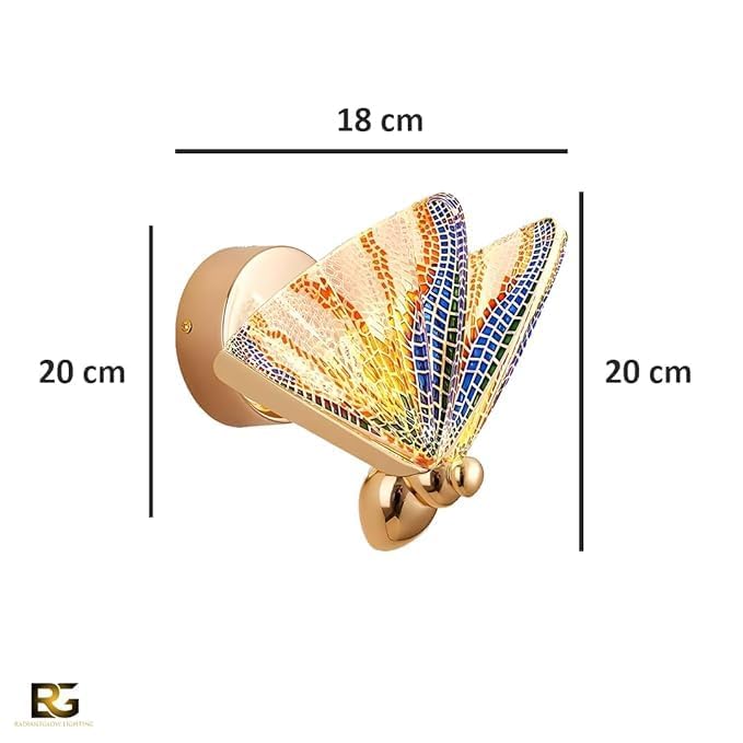 Image of Acrylic Rainbow Butterfly LED Wall Light for Living Room & Bedroom, Modern Decorative Wall Lamp for Home, Cafe & Restaurant (WL51 Rainbow Butterfly LED WALL)