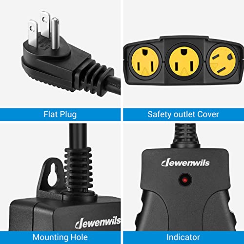 Dewenwils Outdoor Remote Control Outlet, Wireless Remote Outlet Power Switch, Weatherproof 15 A Heavy Duty Electrical Plug, 3 Grounded Outlets For String Lights, 100Ft Range, Ul Listed #TOP3