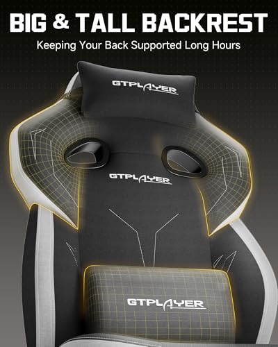 Image of GTPLAYER Big & Tall Gaming Chair, 90-155 Adjustable Reclining Office Seat with Footrest, Ergonomic Comfy Computer Desk Chair for Adults, Home Office Gaming Study Use, Black