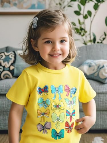 Girls T Shirts Magical Princess Bow Blouse Short Sleeve Loose Basic Shirt Girl Holiday Vacation Tee Tops 4-12 Years3