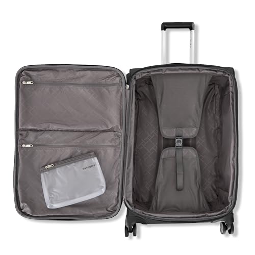 Image of Samsonite 2-PC Soft-Sided 21 /29 inch (Carry-On & Large Checked), Lightweight Expandable Element Luggage Set with 2 Front & 1 Side Pocket, Four Spinner Wheels, Adjustable Handle, Durable- Black