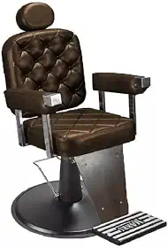 Cadeira de Barbeiro Marri Dubai, Cadeira Giratória e Reclinável para Barbearia e Salão de Beleza, Estrutura em Aço Reforçado, Estofamento Premium, Base em Metal e Apoio para Pés (Marrom Croco)