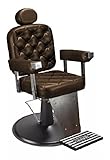 Cadeira de Barbeiro Marri Dubai, Cadeira Giratória e Reclinável para Barbearia e Salão de Beleza, Estrutura em Aço Reforçado, Estofamento Premium, Base em Metal e Apoio para Pés (Marrom Croco)