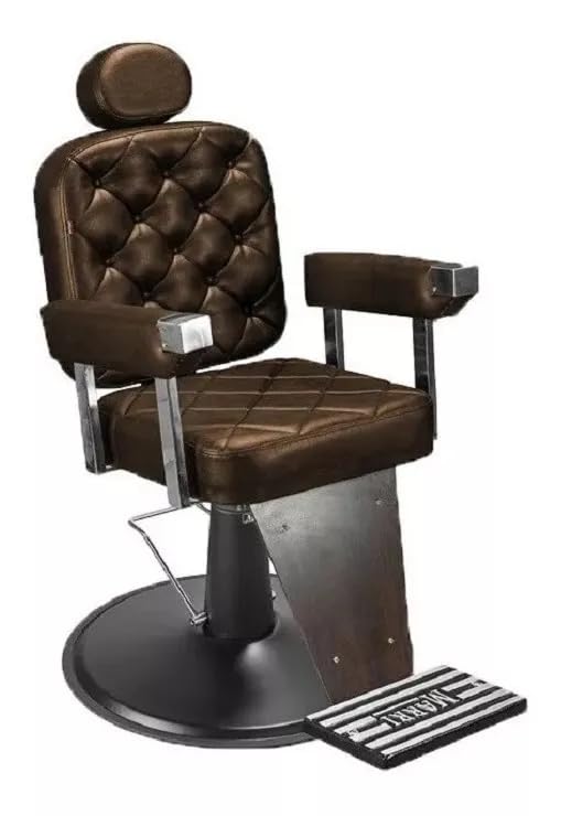 Cadeira de Barbeiro Marri Dubai, Cadeira Giratória e Reclinável para Barbearia e Salão de Beleza, Estrutura em Aço Reforçado, Estofamento Premium, Base em Metal e Apoio para Pés (Marrom Croco)