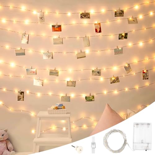 Kasanni LED Fotowand lichterkette, 10M 100 LED Fotoclips Lichterkette für...