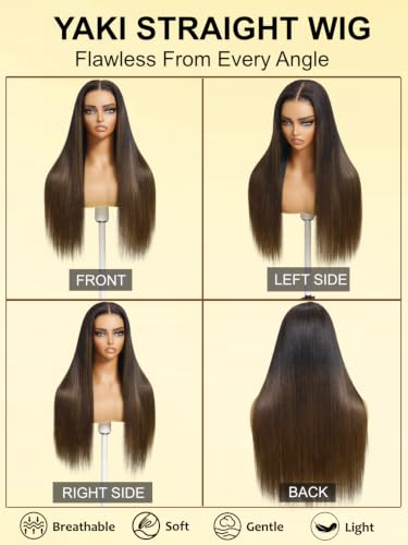 Image of Sunber Ombre Brown Bye Bye Knots 7x5 Lace Glueless Wig Human Hair 16Inch