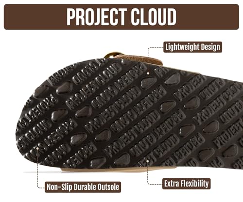 Image of Project Cloud 100% Genuine Leather Sandals Women Dressy Beach Essentials Slides for Women Footwear - Lightweight with Memory Foam Insole Sandals for Women 2026 - Womens Slides