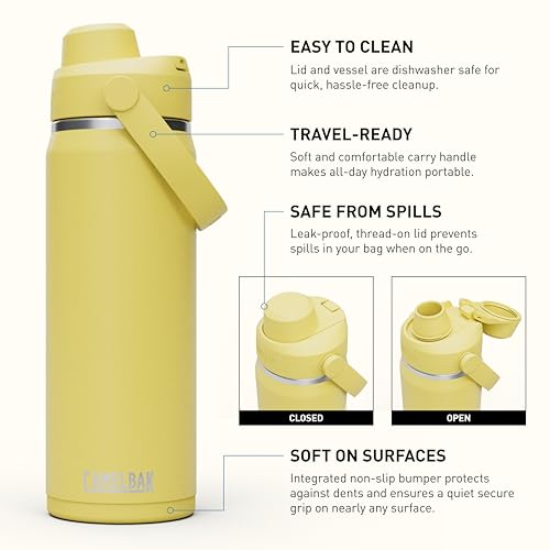 Image of CamelBak Thrive Chug Insulated Stainless Steel Water Bottle, Cold Retention with High Flow Lid for Everyday Hydration and Active Use, 20oz, Yellow Bloom