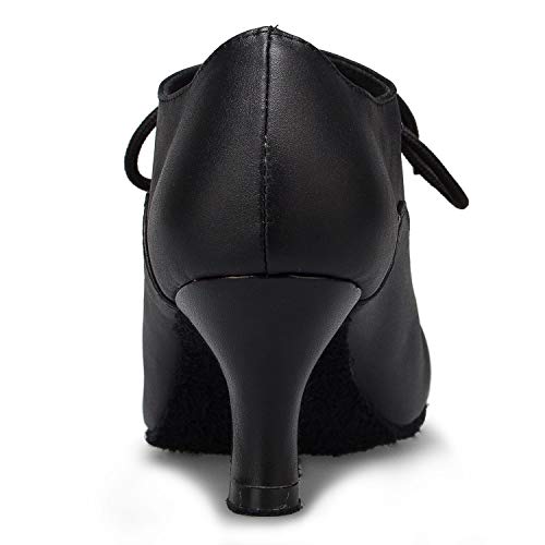 HIPPOSEUS Women Closed Toe Latin Ballroom Dance Heels Lace-up Teaching Practice Character Shoes3
