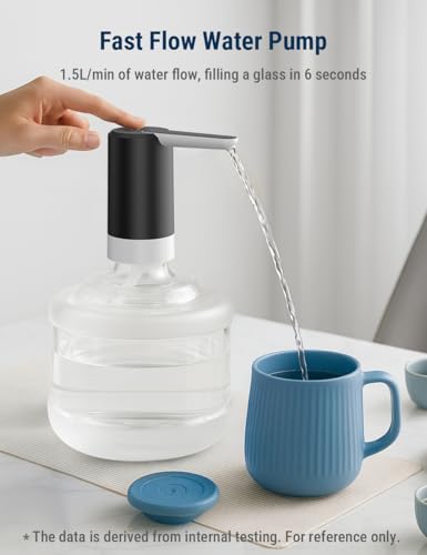 Image of COSTAR Water Dispenser Pump for 20 Litre Bottle, Portable Water Dispenser with Removable Spout, USB Rechargeable Water Pump with 1.5L /Min Fast Flow,1200 mAh Battery, Kingfisher 4 Pro, Black
