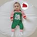 DNOMAID YZARC My 1st Christmas Baby Boy Outfit Stripe Long Sleeve Romper Embroidery Overalls Pants Santa Hat Clothes Set (Green, 3-6 Months)
