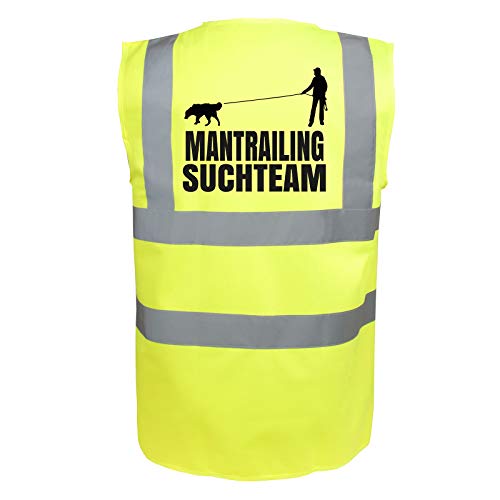 Mantrailing Warnweste Hundesport Sicherheitsweste Suchteam (Motiv 3) (XL, Neongelb)