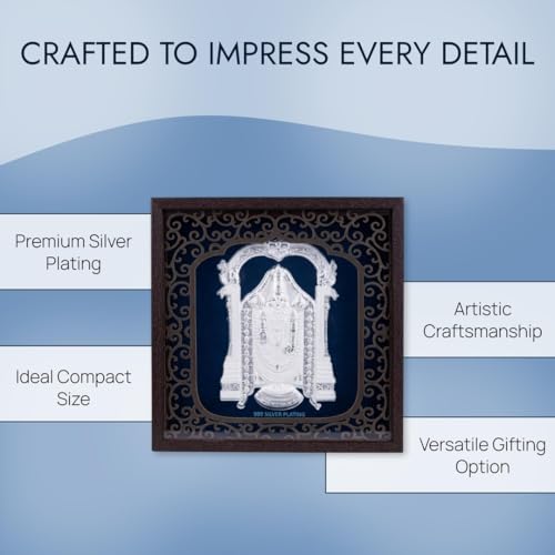 Image of Silver Plating Balaji Frame | Divine Home Decor | Wall Mount SquareFrame for Gift, Wooden PhotoFrame for Temple, OfficeDecor, Wedding, Festival Gifting | hangingframe (6.50x6.50 Inch)
