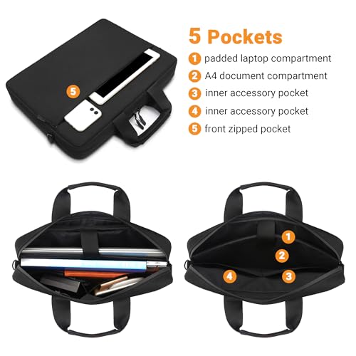 Laptop Bag 17 17.3 Inch, Waterproof Laptop Case Sleeve Messenger Bag Briefcase with Shoulder Strap for 17 17.3 Inch Lenovo HP Dell Acer ASUS Notebook Computer Carrying Case, Black3
