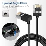 Dutevolns Elastyczny kabel Ethernet Cat 6 z kątem 90° Przechyl w górę 8m, Ultra cienki i smukły RJ45 Cat 6a kabel sieciowy Gigabit do komputera, routera, Windows (Biały)
