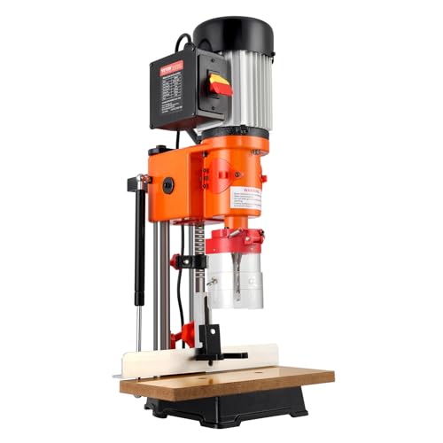 VEVOR Benchtop Mortise Machine 370W 1725 RPM Woodworking Mortising Machine, with 1/4-Inch 3/8-Inch 1/2-Inch Chisels Wooden Workbench, for Making Round Holes Square Holes Or Special Square Holes