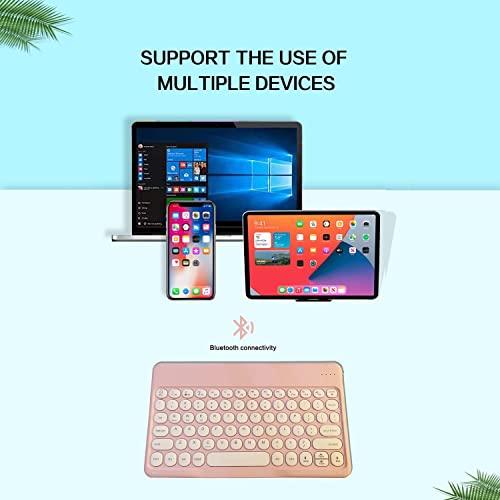 Ultra Slim Retro Bluetooth Keyboard For Ipad,Ipad Mini,Ipad Air Ipad Pro,Iphone,Windows Android Tablet Smartphone Compact Portable Rechargeable Wireless Keyboard(Pink) #TOP1