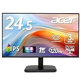 Acer モニター 24.5インチ フルHD 非光沢 IPS 120Hz 1ms(VRB) sRGB 99% AdaptiveSync HDMI 1.4 ミニD-Sub 15ピン スピーカー・ヘッドフォン端子非搭載 VESAマウント対応 ゼロフレームデザイン 3年保証(パネルは1年) EK251QGbi