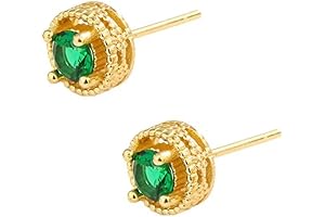 Tiny Emerald Earrings in Green