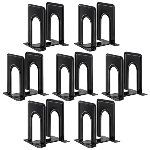 HappyHapi Book Ends, Non-Skid Metal Bookend Supports for Shelves, Heavy