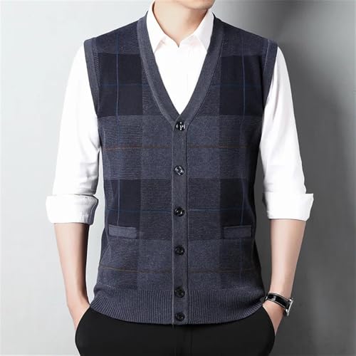 Bollrllr Men's Sweater Winter V-Neck Slim Sweater Vest Fashion Slim Cardigan Knitted Sweater Vest3