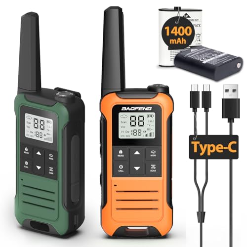 Walkie Talkies Long Range for Adults, Rechargeable Walkie Talkie Baofeng F22 FRS Radio Waki Taki Family Walkie-Talkie with 1400 mAh Battery USB Charger LED Flashlight VOX for Camping Hunting(2 Pack)