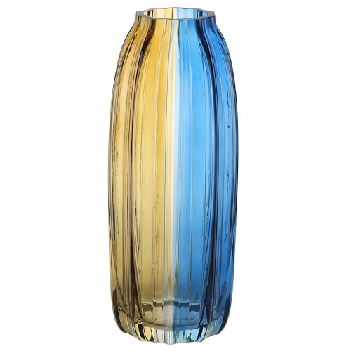 Christmas Flower Glass Vase Blue Gold Two-Toned Floreros Unique Decorative
