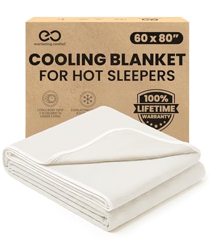 Everlasting Comfort Cooling Blanket for Hot Sleepers - Soft, Lightweight & Breathable Throw Blanket with Easy to Clean Material - Luxury Throws for Hot Flashes & Night Sweats (60'x80')